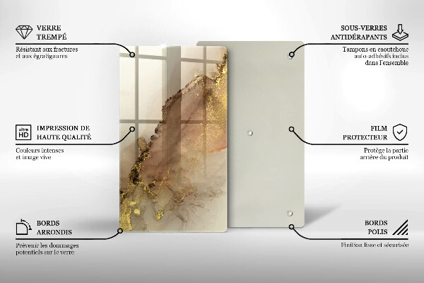 Tabla de cortar de vidrio Abstracción de oro