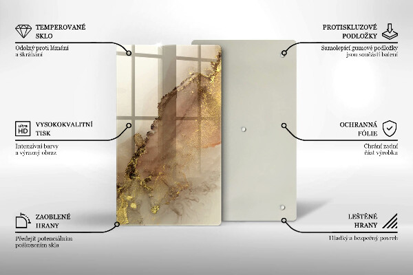 Tabla de cortar de vidrio Abstracción de oro