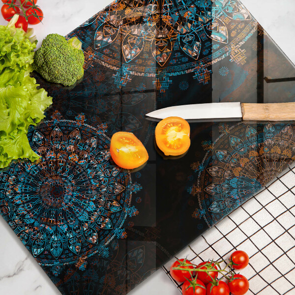 Tabla de cortar de vidrio Ruedas vintage boho