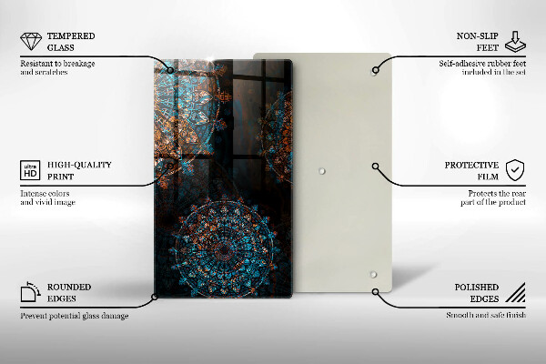 Tabla de cortar de vidrio Ruedas vintage boho