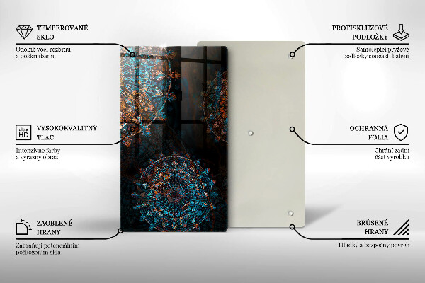 Tabla de cortar de vidrio Ruedas vintage boho