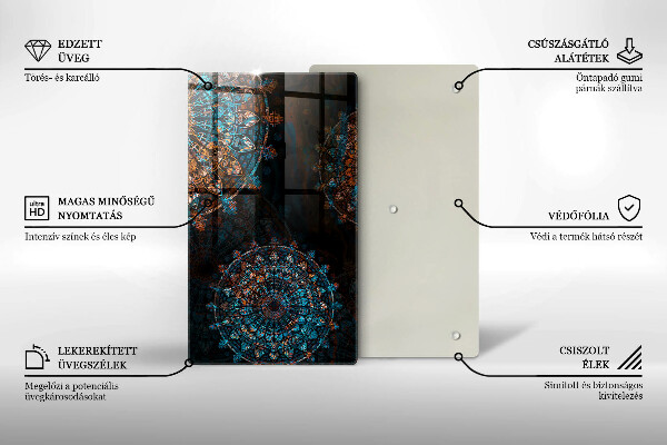 Tabla de cortar de vidrio Ruedas vintage boho