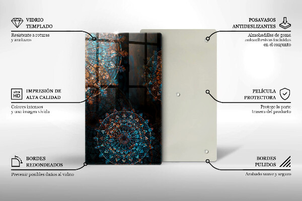 Tabla de cortar de vidrio Ruedas vintage boho