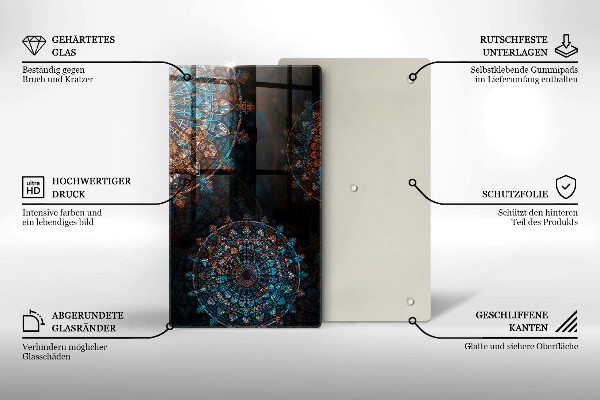 Tabla de cortar de vidrio Ruedas vintage boho