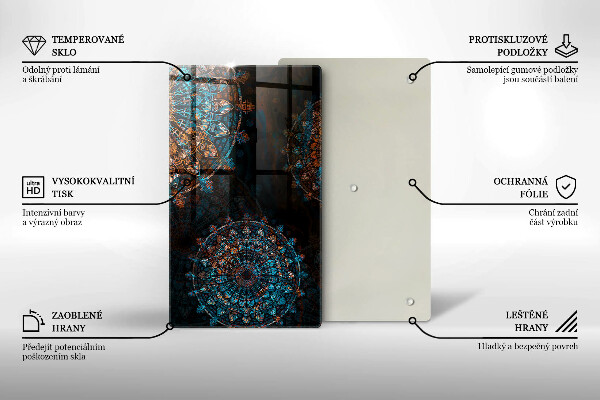 Tabla de cortar de vidrio Ruedas vintage boho