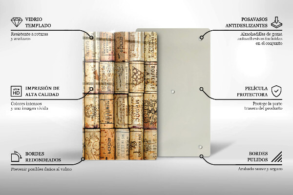 Tabla de cortar de vidrio Corchos de vino viejos