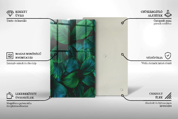 Tabla de cortar de vidrio Hojas de la selva