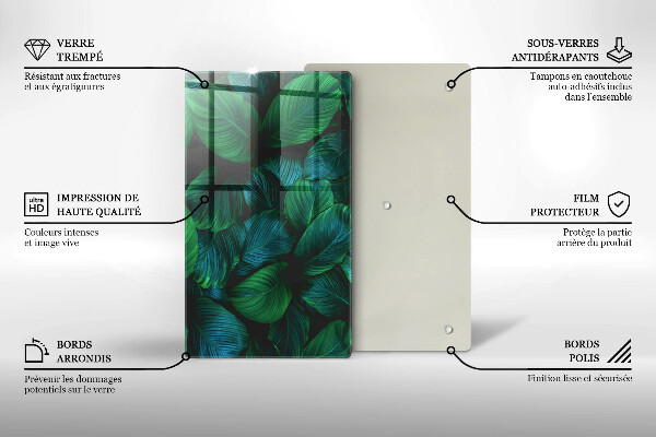 Tabla de cortar de vidrio Hojas de la selva