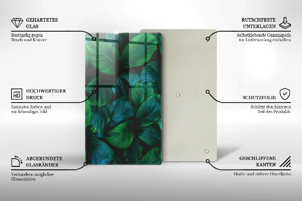 Tabla de cortar de vidrio Hojas de la selva