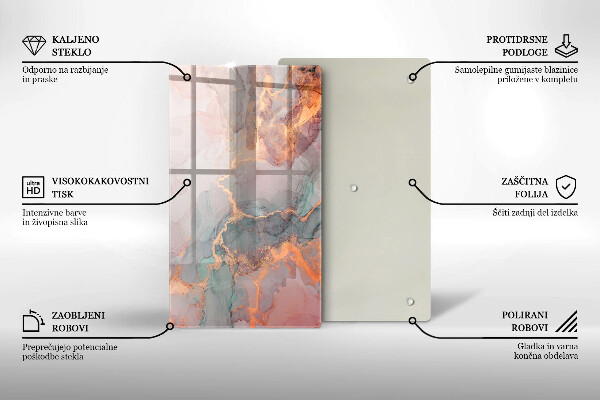 Tabla de cortar de vidrio Mármol con oro