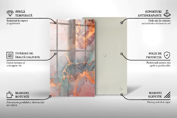 Tabla de cortar de vidrio Mármol con oro