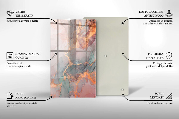 Tabla de cortar de vidrio Mármol con oro