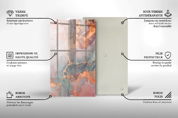 Tabla de cortar de vidrio Mármol con oro