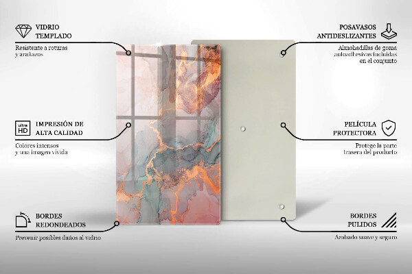 Tabla de cortar de vidrio Mármol con oro