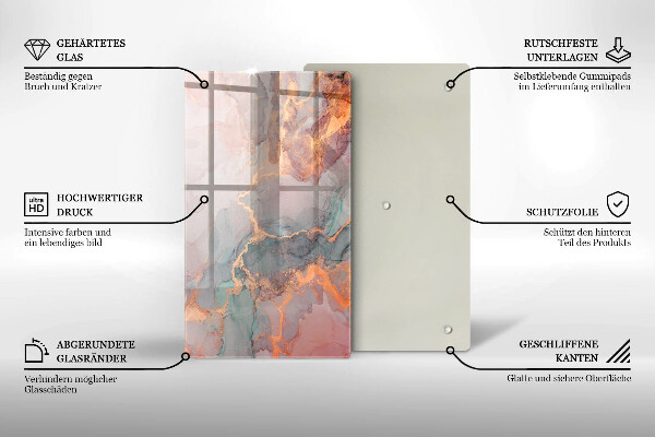 Tabla de cortar de vidrio Mármol con oro