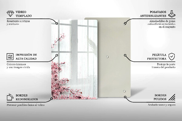 Tabla de cortar de vidrio Flores en las tablas