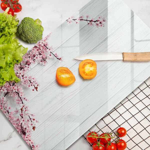 Tabla de cortar de vidrio Flores en las tablas