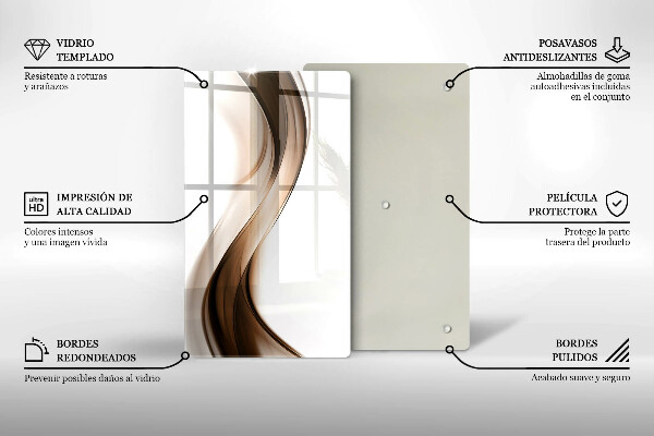 Tabla de cortar de vidrio Líneas marrones abstractas