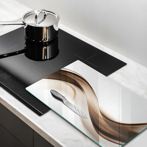 Tabla de cortar de vidrio Líneas marrones abstractas