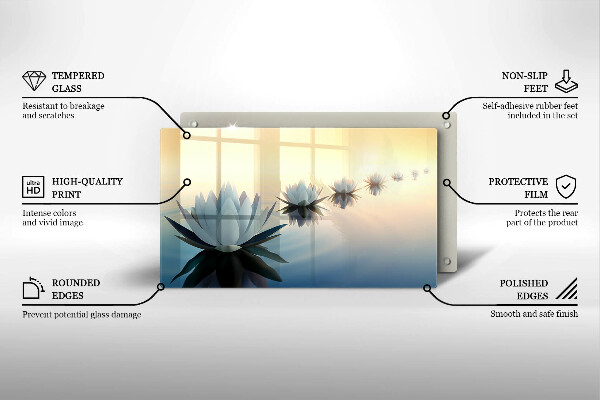 Tabla de cortar de vidrio Flores de lirio en el agua