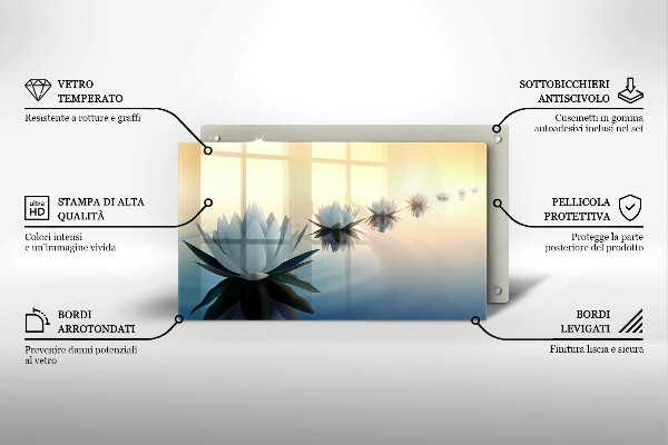 Tabla de cortar de vidrio Flores de lirio en el agua