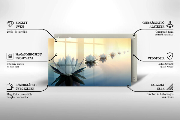 Tabla de cortar de vidrio Flores de lirio en el agua