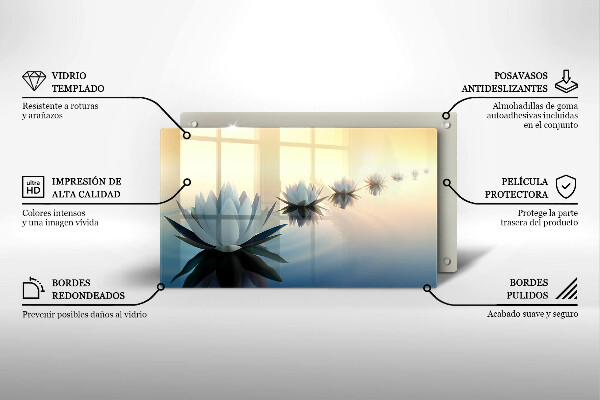 Tabla de cortar de vidrio Flores de lirio en el agua