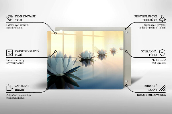 Tabla de cortar de vidrio Flores de lirio en el agua