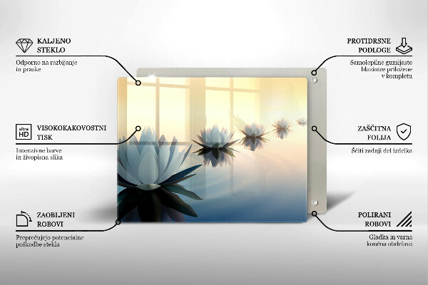 Tabla de cortar de vidrio Flores de lirio en el agua