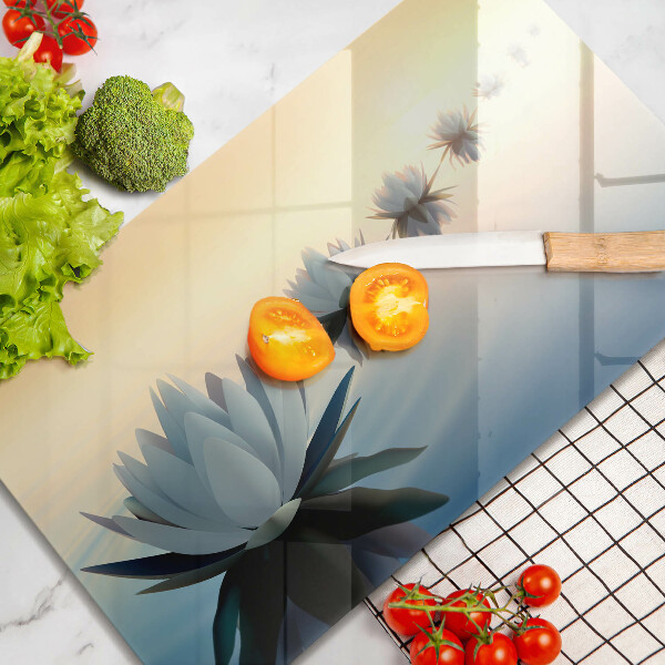 Tabla de cortar de vidrio Flores de lirio en el agua