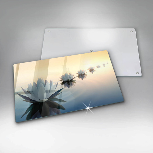 Tabla de cortar de vidrio Flores de lirio en el agua