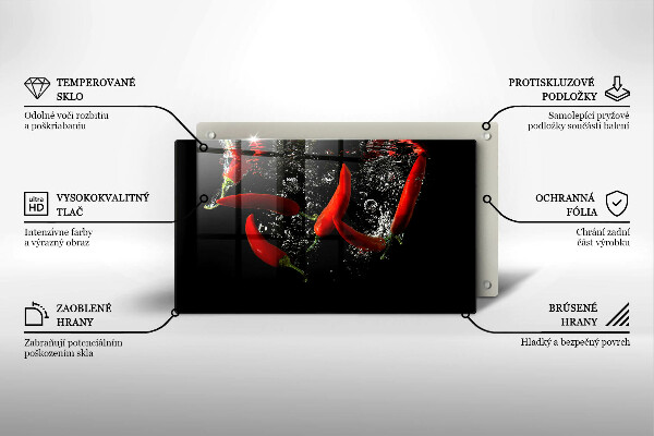 Tabla de cortar de vidrio Chiles en agua