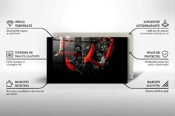 Tabla de cortar de vidrio Chiles en agua