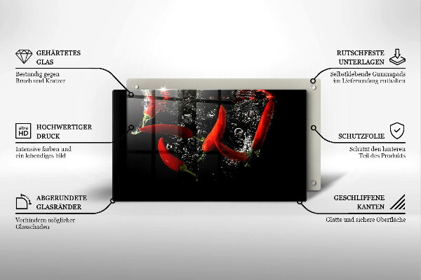 Tabla de cortar de vidrio Chiles en agua