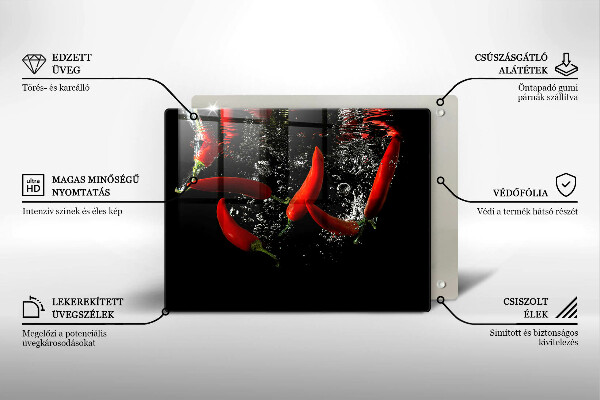 Tabla de cortar de vidrio Chiles en agua