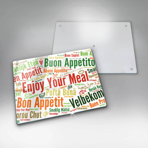 Tabla de cortar de vidrio Subtítulos buen provecho idiomas