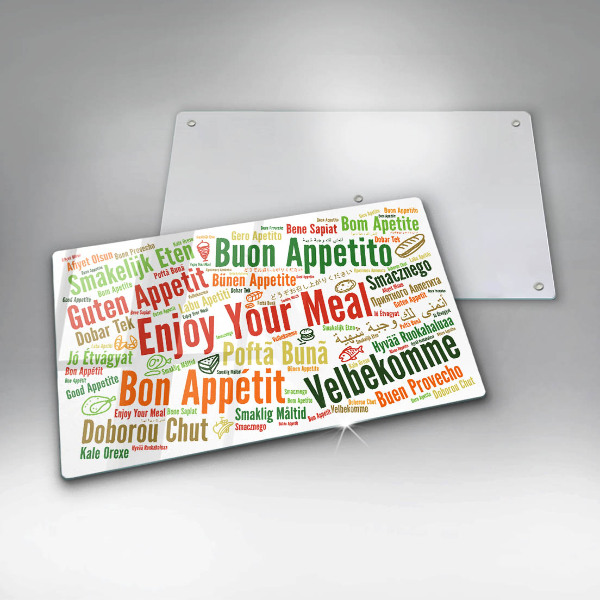 Tabla de cortar de vidrio Subtítulos buen provecho idiomas