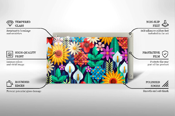 Tabla de cortar de vidrio Ilustración de prado de flores