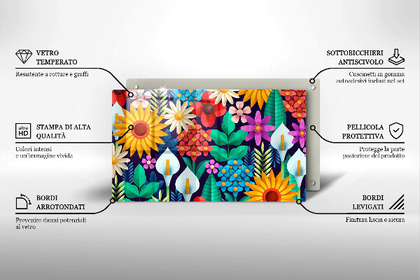 Tabla de cortar de vidrio Ilustración de prado de flores