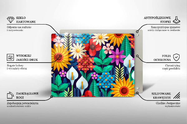 Tabla de cortar de vidrio Ilustración de prado de flores