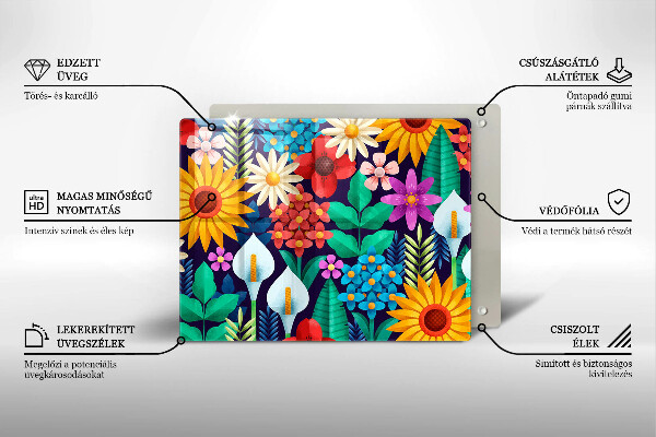 Tabla de cortar de vidrio Ilustración de prado de flores