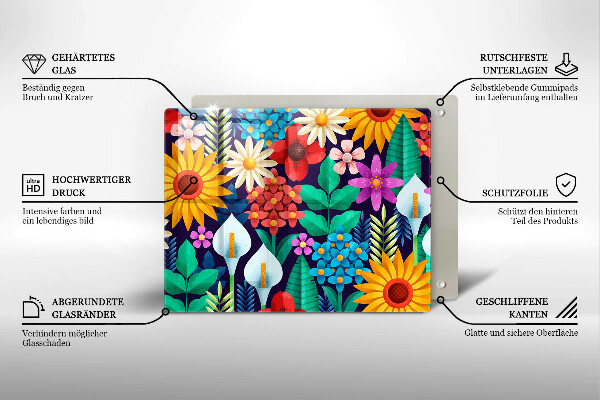 Tabla de cortar de vidrio Ilustración de prado de flores