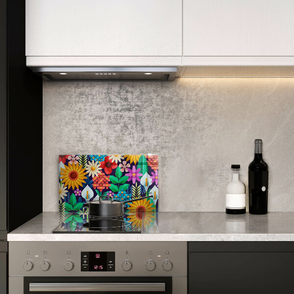 Tabla de cortar de vidrio Ilustración de prado de flores