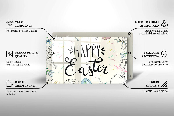 Tabla de cortar de vidrio Happy easter
