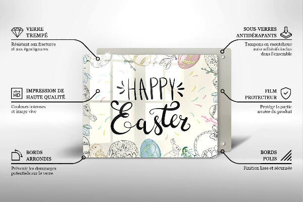 Tabla de cortar de vidrio Happy easter