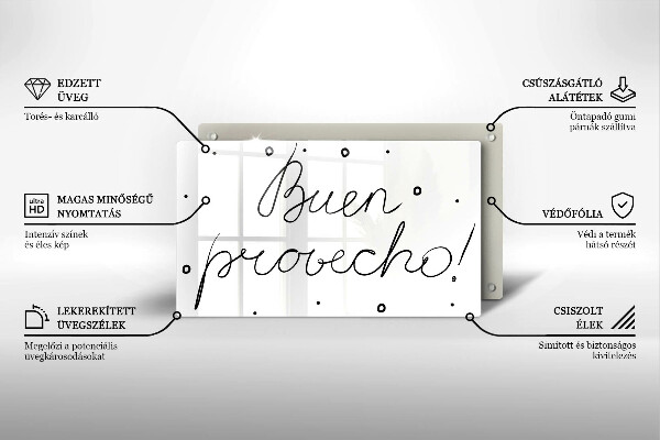 Tabla de cortar de vidrio Buen provecho!