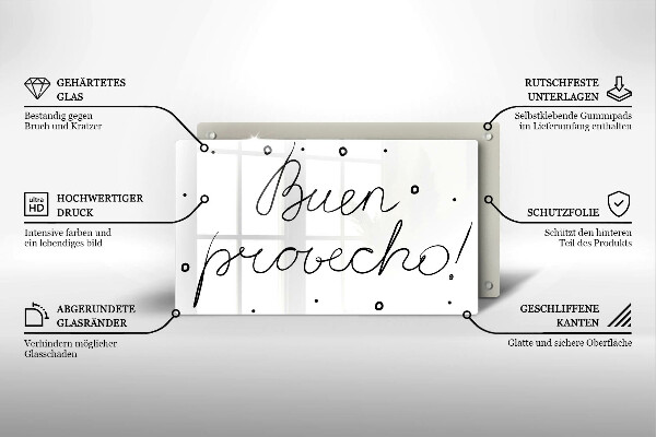 Tabla de cortar de vidrio Buen provecho!