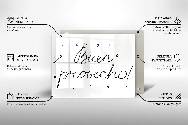 Tabla de cortar de vidrio Buen provecho!