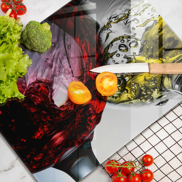 Tabla de cortar de vidrio Vasos de vino