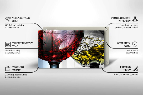 Tabla de cortar de vidrio Vasos de vino